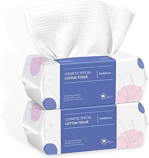 PoeticEHome Gesichtsreinigungstücher, Einweg-Baumwoll-Trocknungstücher, biologisch abbaubares, weiches Reinigungstuch, fusselfreie Hautpflege-Gesichtstücher, 2er-Pack