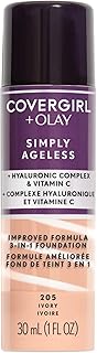 Cover Girl 3-in-1 Liquid Foundation Infused with Hyaluronic Complex, Vitamin C and Niacinamide - Hydrating Formula, 100% Cruelty-Free