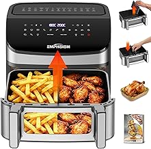 Heißluftfritteuse 12L 2 Kammern – 2600W Airfryer, XXL Heissluftfritteuse mit Ober und Unterhitze, 13-in-1 Air Fryer mit Sichtfenster und Innenlicht, Einzel oder Doppelkammer, Groß für 4–7 Personen