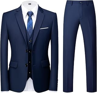 Men Suits 3 Piece Slim Fit Single Breasted Two Buttons Wedding Business Tuxedo Suit Blazer Waistcoat Trousers
