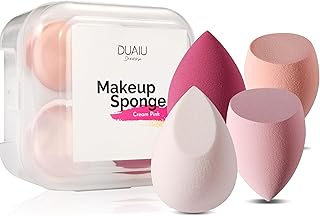 DUAIU 4 Pack Beauty Blender Foundation Sponges Set 4 Color, Latex Free with 1 Sponge Holder Case for Liquid Foundation Powder Sunscreen and Cream