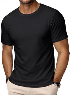 Kurzarm Rundhals T-Shirts für Herren Baumwolle Sommer Oberteile Regular Fit Sport Fitness Funktionsshirt Einfarbig Basic Unterhemd Shirts