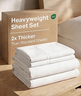 Extra Thick Heavyweight King Size 4 Piece Sheet Set – High End Super Luxury Bed Set – Premium Heavyweight Hotel Quality Sheets with Deep Pockets - Easy-Fit - Ultra-Soft, Warm & Wrinkle Free - White