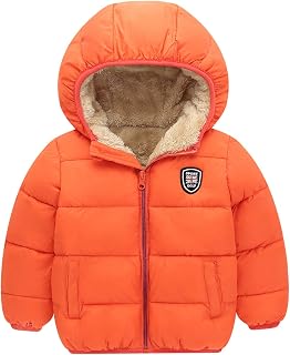 Boys Girls Winter Thick Warm Jacket Fleece Fur Lining Zipper Hooded Windproof Coat Outwear for 1-7 Years
