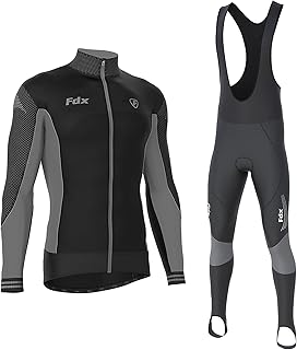 Men's Thermodream Cycling Suit with Gloves, Socks, Lightweight, Thermal, Windproof, Super Roubaix Cycle Clothing Set, Long Sleeve Jersey, 3D Padded Bib Tight for Bicycle Riding
