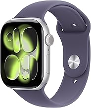 Apple Watch Series 11 [GPS 46mm] Smartwatch with Silver Aluminum Case with Purple Fog Sport Band - M/L. Sleep Score, Fitness Tracker, Health Monitoring, Always-On Display, Water Resistant