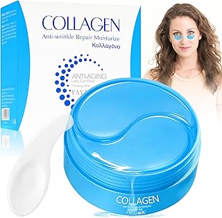 Collagen Augenpads Anti Aging,60 Pcs Hyaluronsäure Eye Pads Gegen Augenringe Tränensäcke Falten Dunkle Kreise & Puffiness,Augen Pads Mit Kühlend Feuchtigkeit