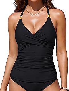Tankini Tops for Women Tummy Control Tankini Swimsuits Modest Bathing Suit Tops Ruched 2026 No Bottom