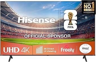 Hisense 43" 43A6QTUK 4K Ultra HD Smart TV AI TV - 4K UHD, Hi-View AI Engine, Precision Colour, AI Smooth Motion, Sports Mode with Freely, Disney +, YouTube, Netflix