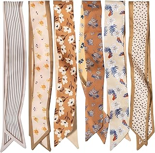 6 Pack Fashion Scarves for Women, Versatile Boho Head Scarf, Satin Scarf for Hair, Neck, Wrist, and Purse Accessories