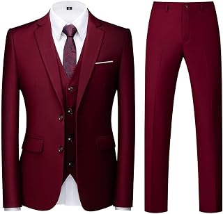 Men Suits 3 Piece Slim Fit Single Breasted Two Buttons Wedding Business Tuxedo Suit Blazer Waistcoat Trousers