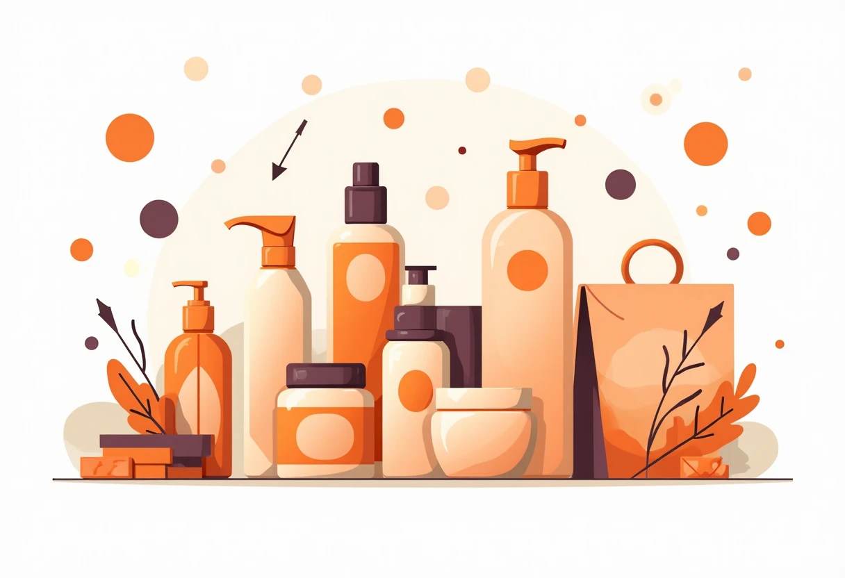 Ilustração de produtos de skincare
